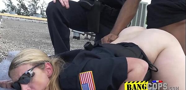  Pervert is caught red handed and taken to a rooftop by horny milf cops